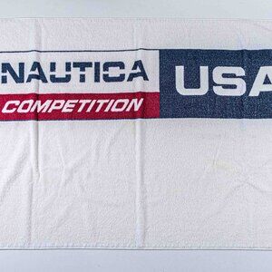 Vtg Nautica Competition Towel USA Spell Out Made in USA 90s Beach 64x35
